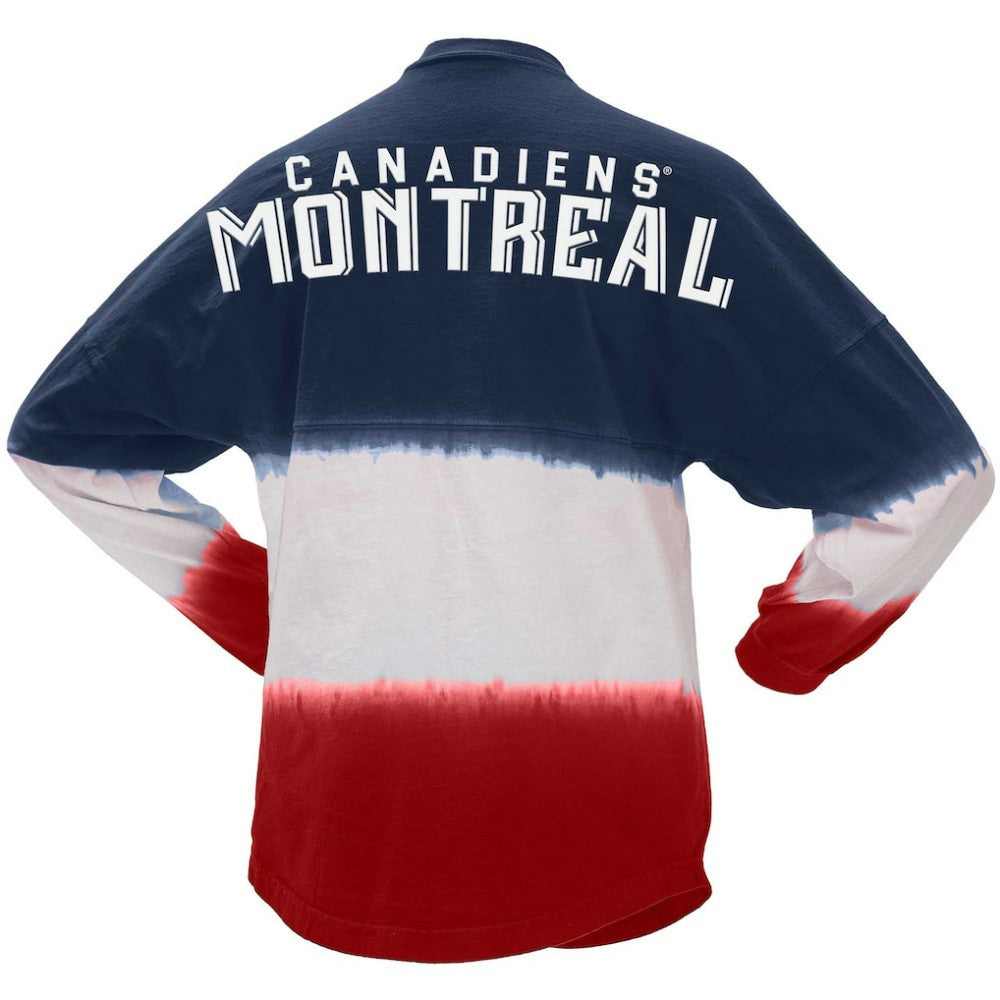 NHL Navy/Red Montreal Canadiens Fanatics Women's Ombre Long Sleeve T-Shirt