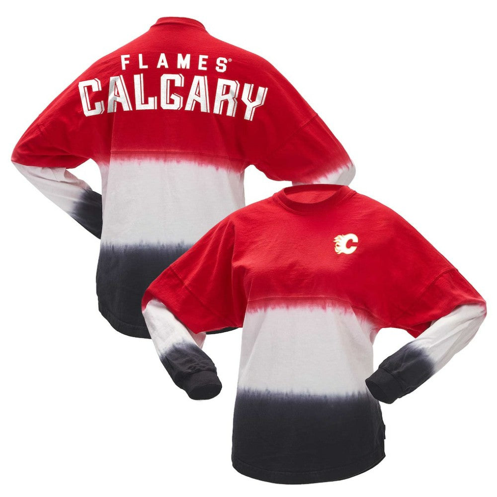 NHL Red/Black Calgary Flames Fanatics Women's Ombre Long Sleeve T-Shirt