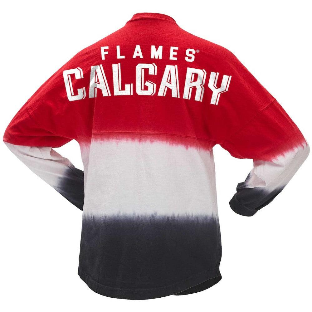 NHL Red/Black Calgary Flames Fanatics Women's Ombre Long Sleeve T-Shirt