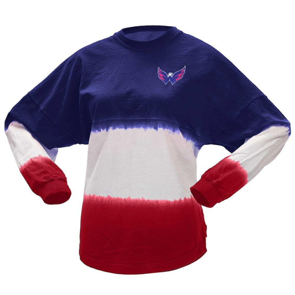 NHL Navy/Red Washington Capitals Fanatics Women's Ombre Long Sleeve T-Shirt