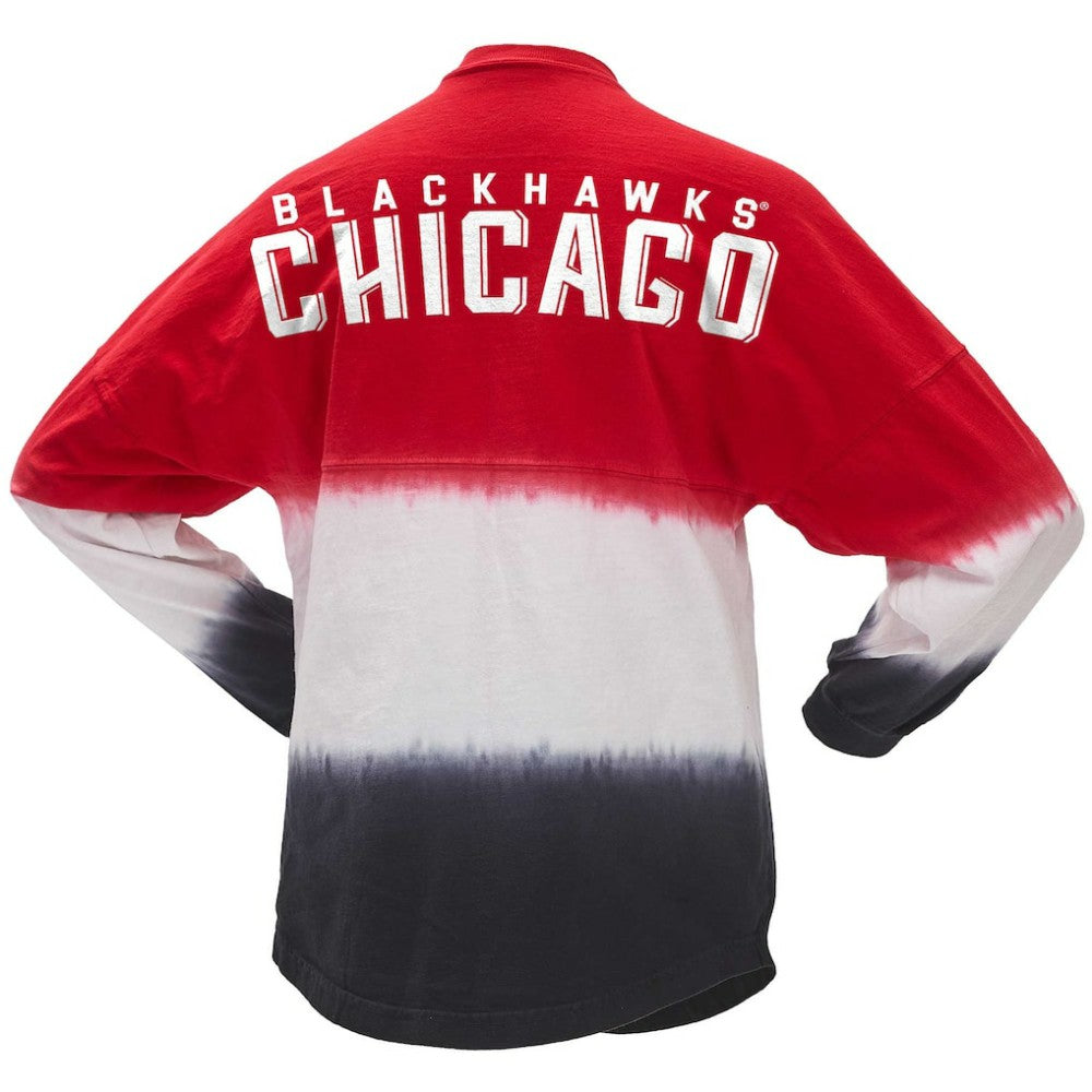 NHL Red/Black Chicago Blackhawks Fanatics Women's Ombre Long Sleeve T-Shirt
