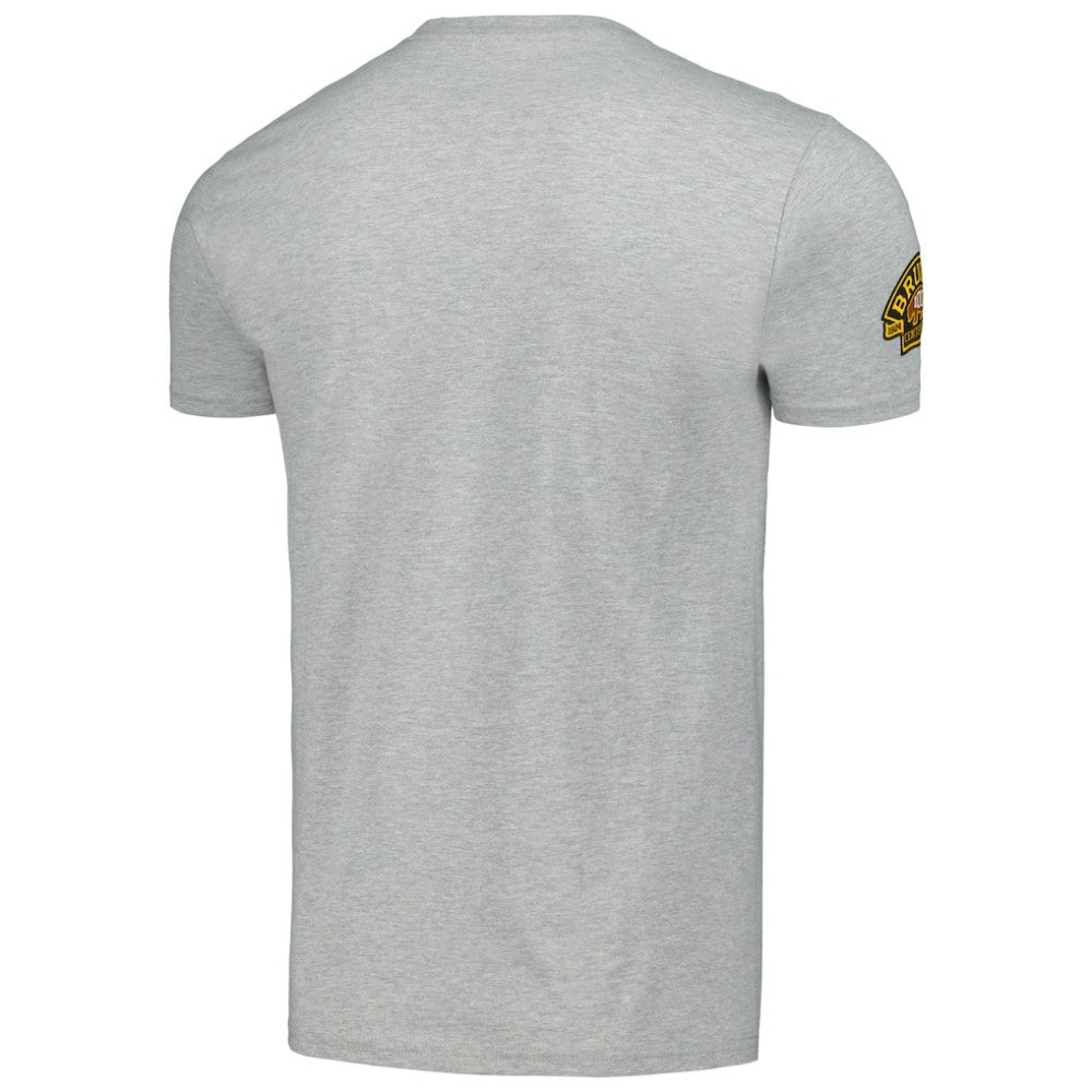 NHL Heather Gray Boston Bruins Mitchell & Ness 100th Anniversary Script Sweep T-Shirt