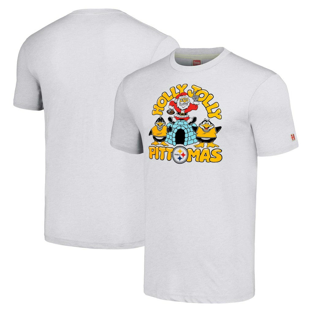 Homage Unisex Holiday Tri-Blend T-Shirt - Pittsburgh Steelers