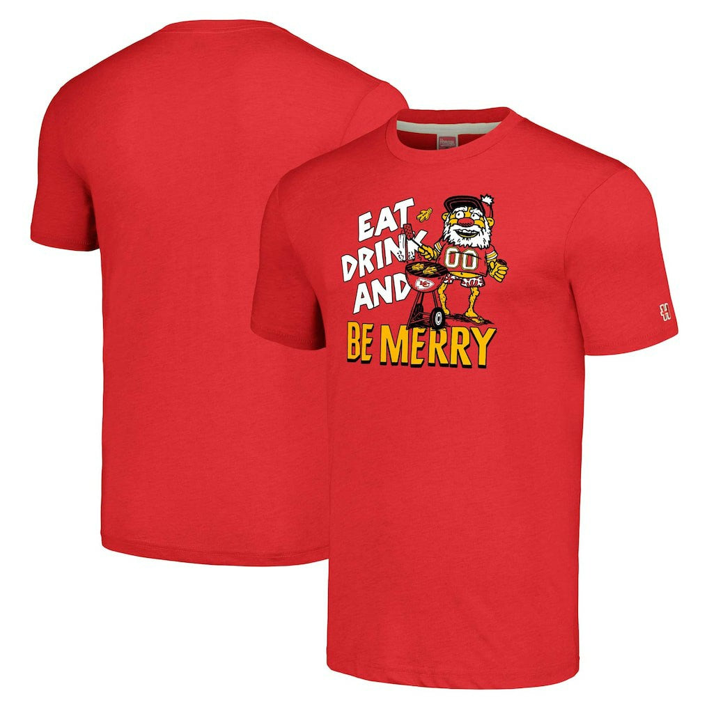 Homage Unisex Holiday Tri-Blend T-Shirt - Kansas City Chiefs
