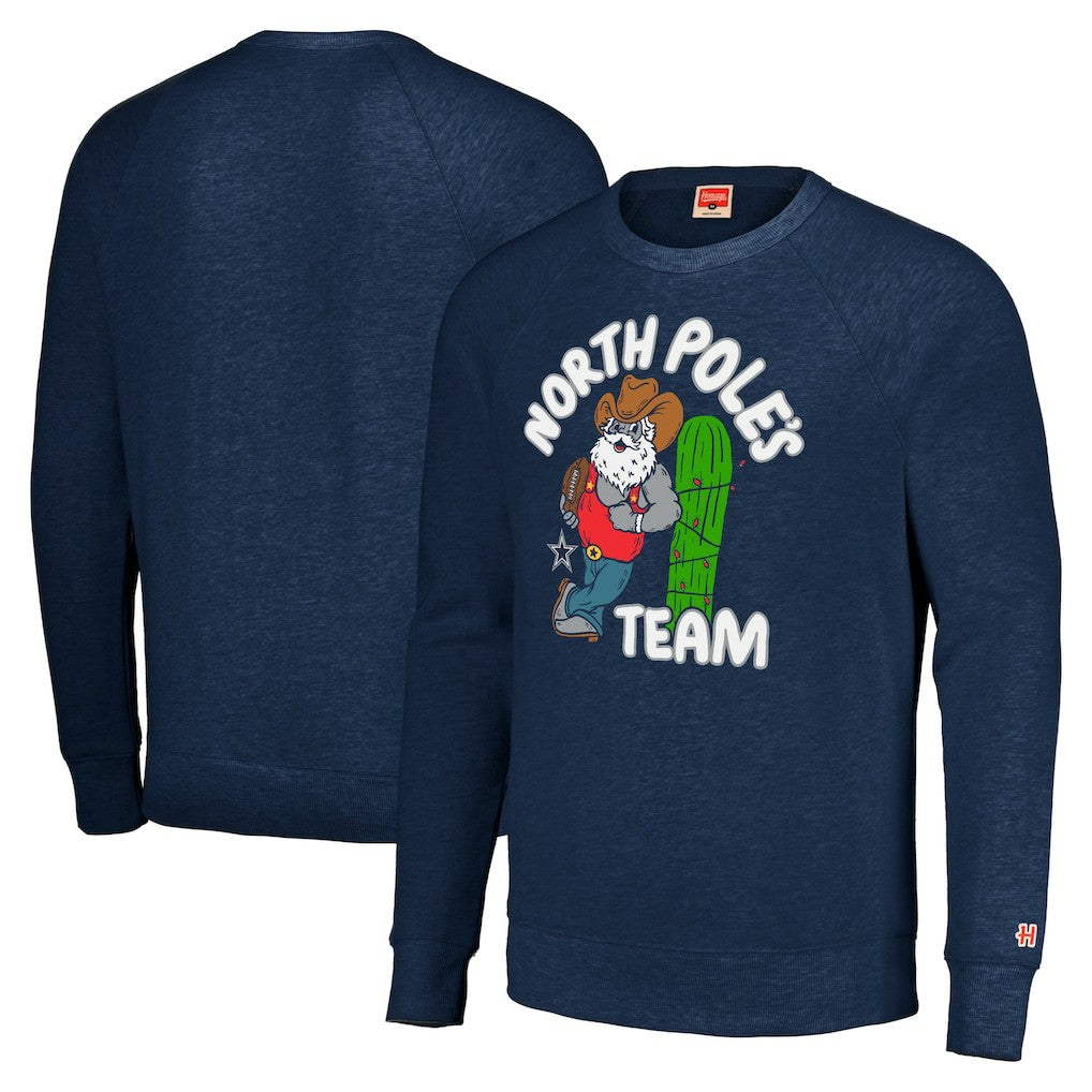 Homage Unisex Holiday Raglan Tri-Blend Pullover Sweatshirt - Dallas Cowboys