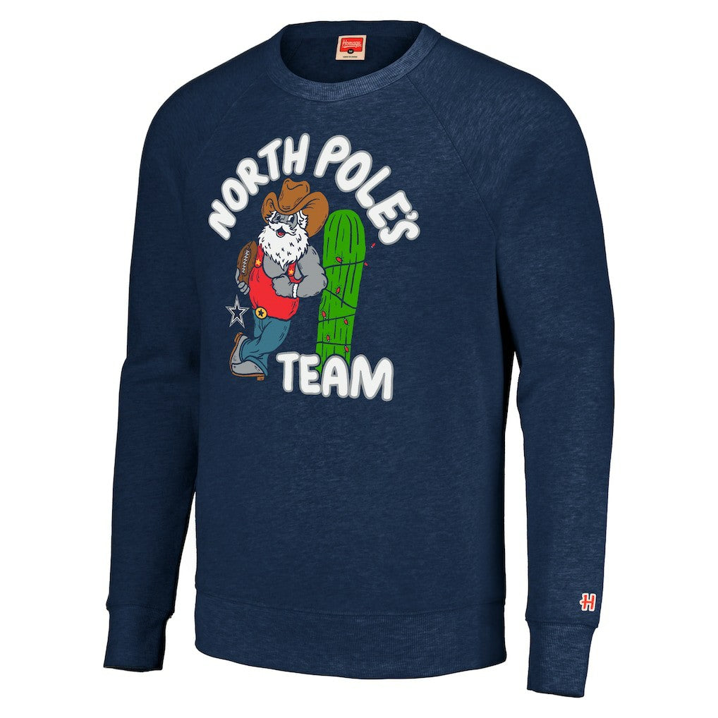 Homage Unisex Holiday Raglan Tri-Blend Pullover Sweatshirt - Dallas Cowboys