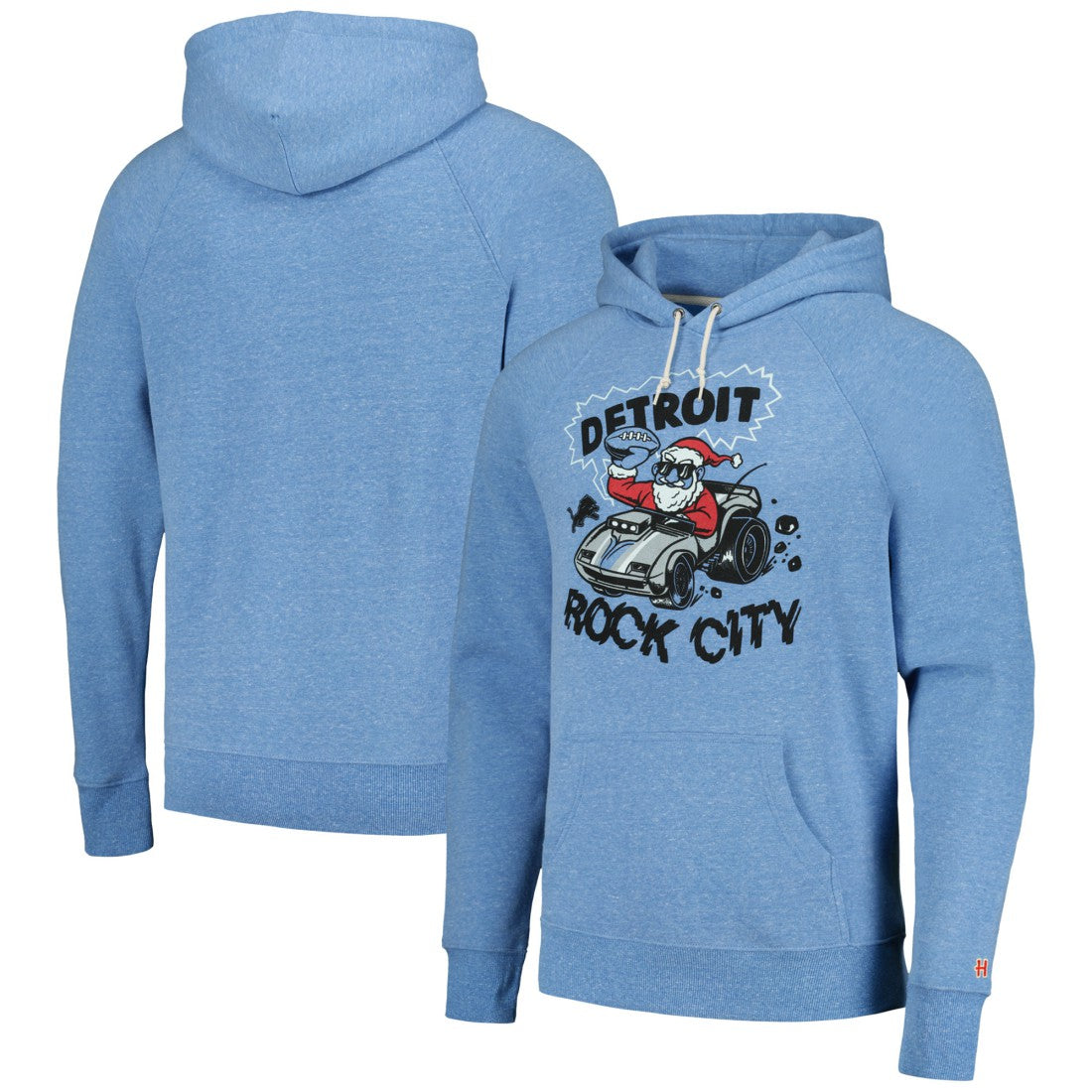 Homage Unisex Holiday Raglan Tri-Blend Pullover Hoodie - Detroit Lions