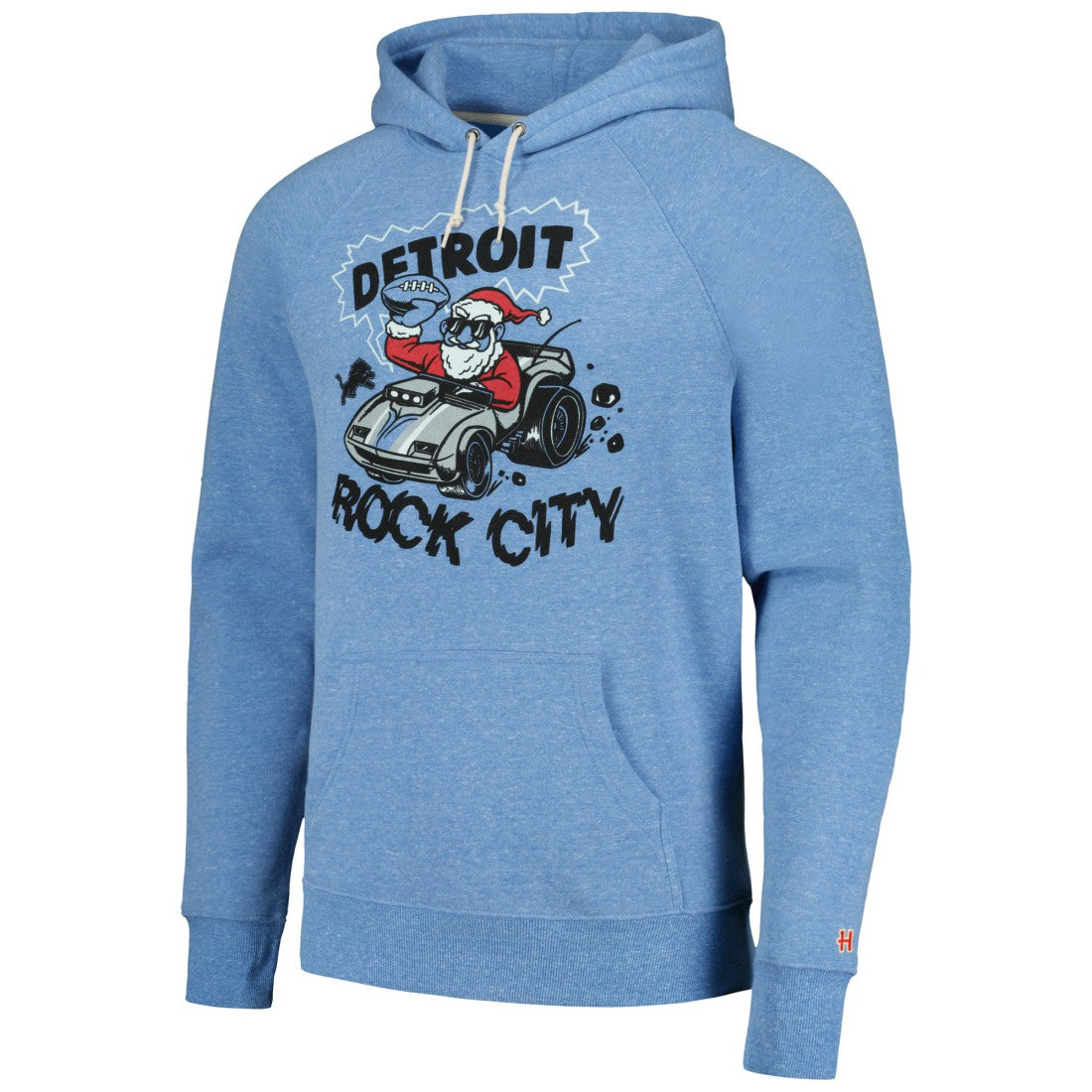Homage Unisex Holiday Raglan Tri-Blend Pullover Hoodie - Detroit Lions