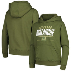 NHL Olive Colorado Avalanche Levelwear Youth Podium Fleece Pullover Hoodie