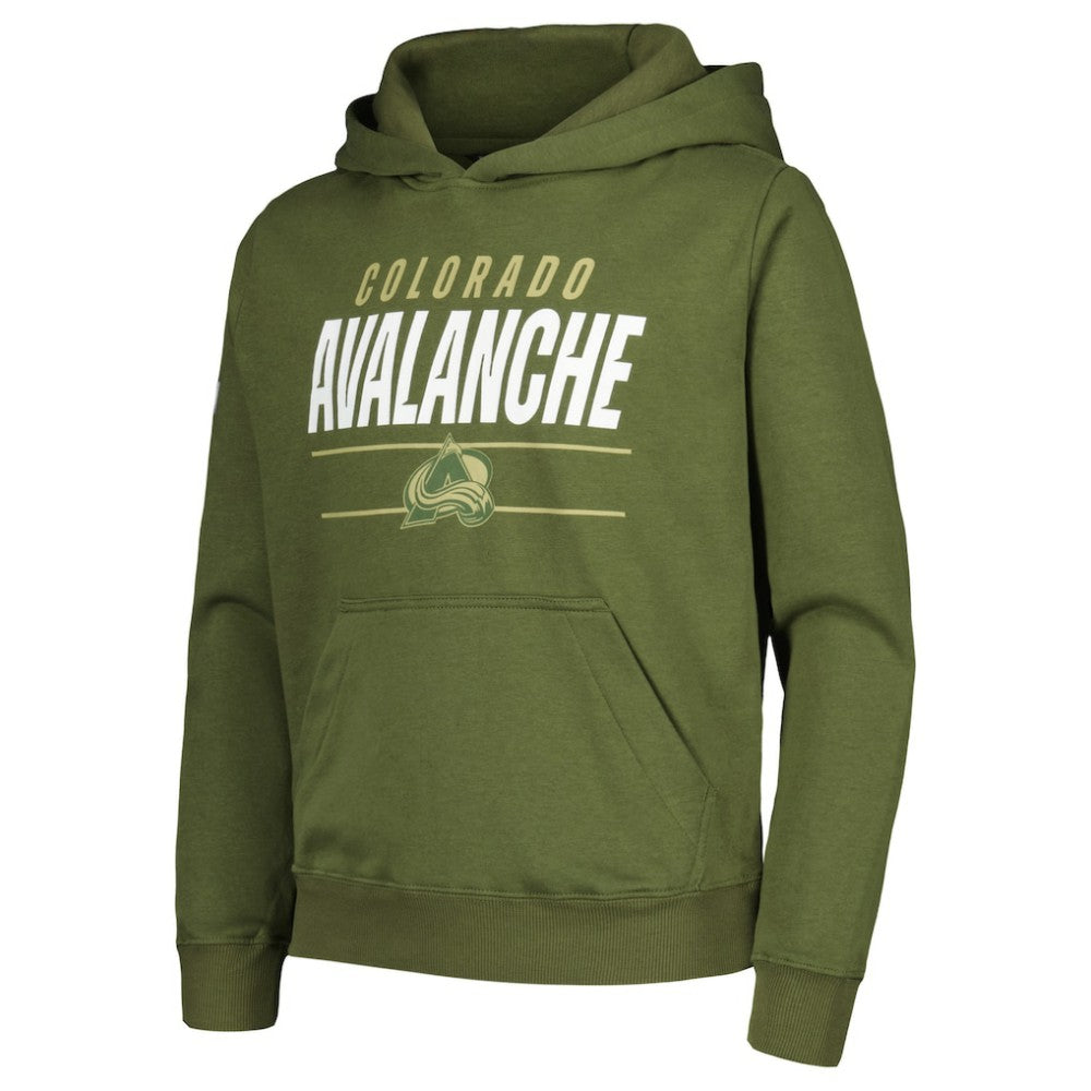 NHL Olive Colorado Avalanche Levelwear Youth Podium Fleece Pullover Hoodie
