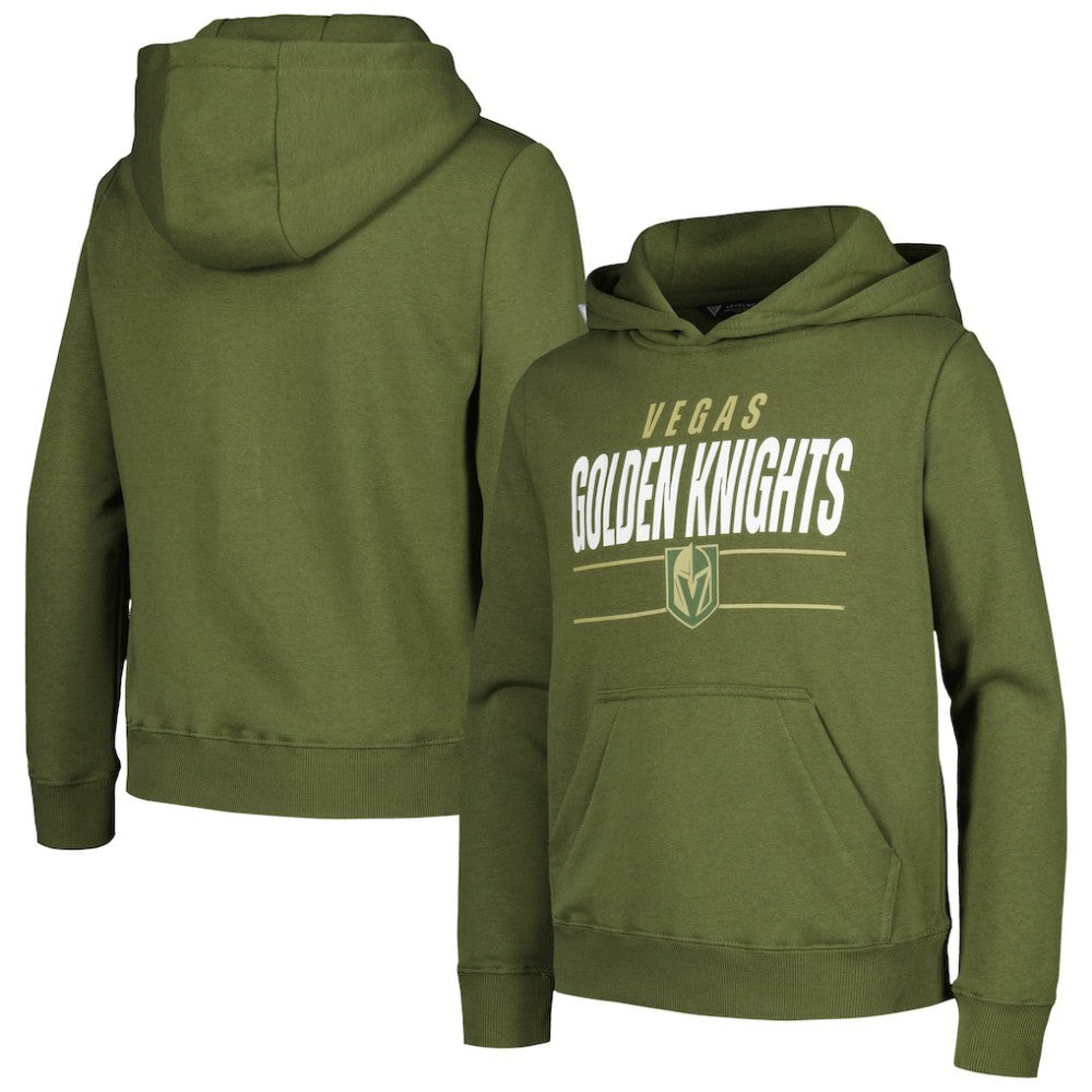 NHL Olive Vegas Golden Knights Levelwear Youth Podium Fleece Pullover Hoodie