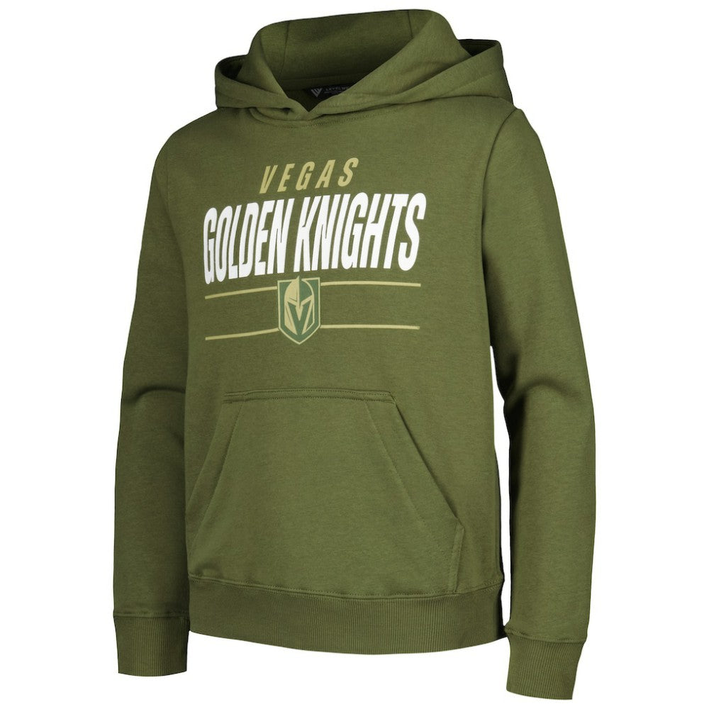 NHL Olive Vegas Golden Knights Levelwear Youth Podium Fleece Pullover Hoodie