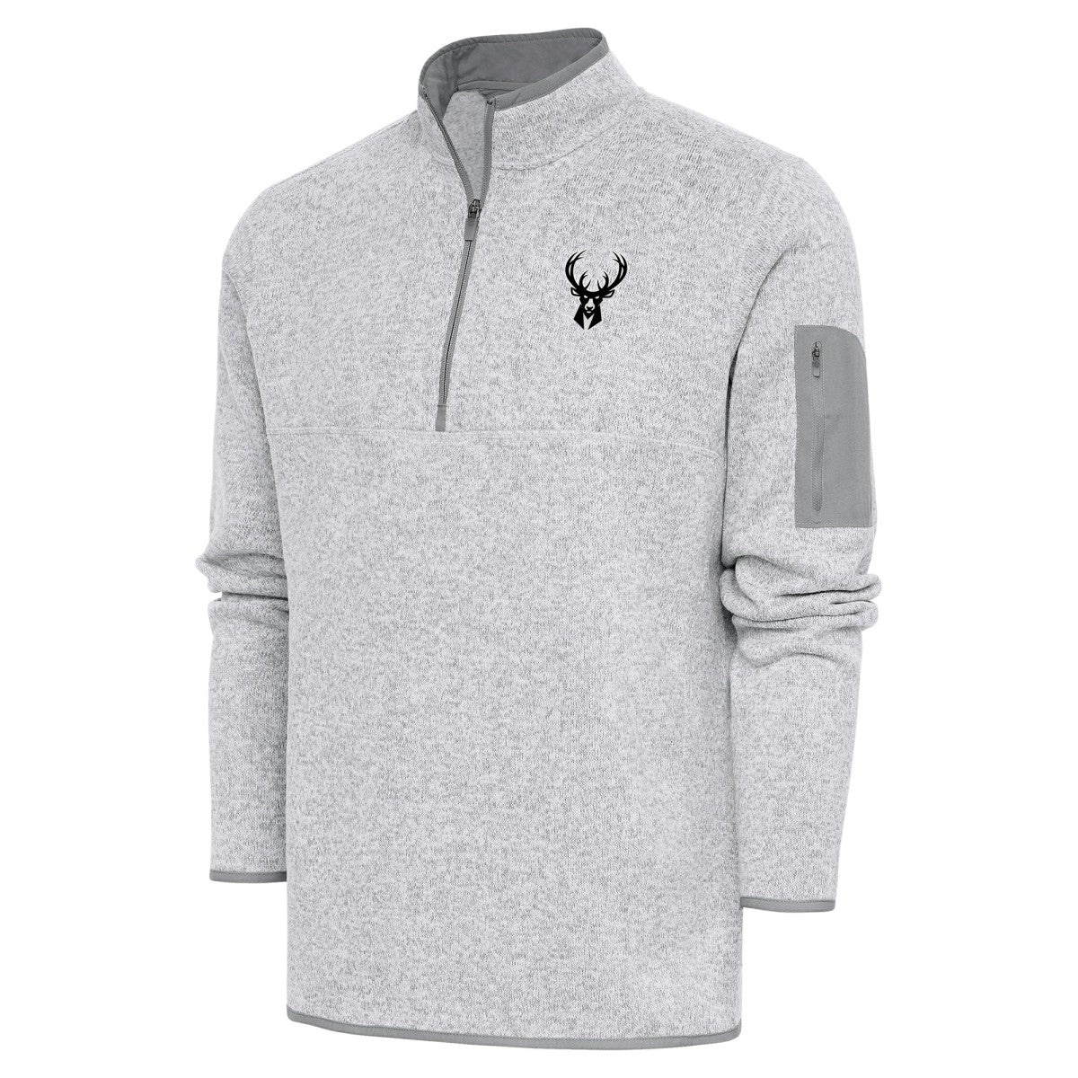 NBA Milwaukee Bucks Antigua Metallic Logo Fortune Quarter-Zip Jacket