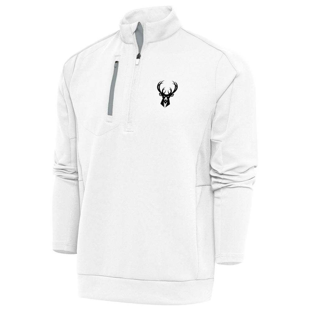 NBA Milwaukee Bucks Antigua Metallic Logo Generation Quarter-Zip Top