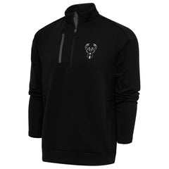 NBA Milwaukee Bucks Antigua Metallic Logo Generation Quarter-Zip Top