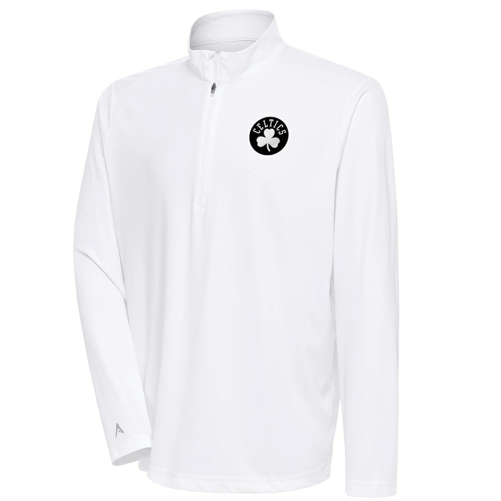 NBA Boston Celtics Antigua Metallic Logo Tribute Quarter-Zip Top