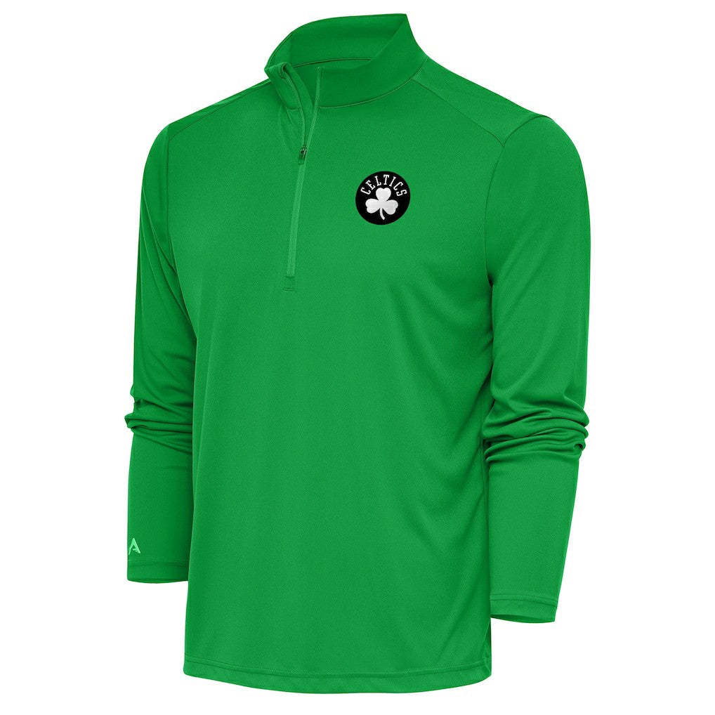 NBA Boston Celtics Antigua Metallic Logo Tribute Quarter-Zip Top