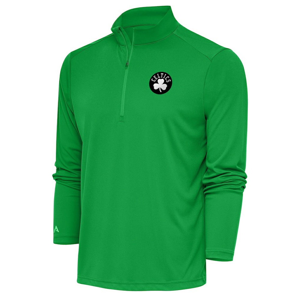NBA Boston Celtics Antigua Metallic Logo Tribute Quarter-Zip Top