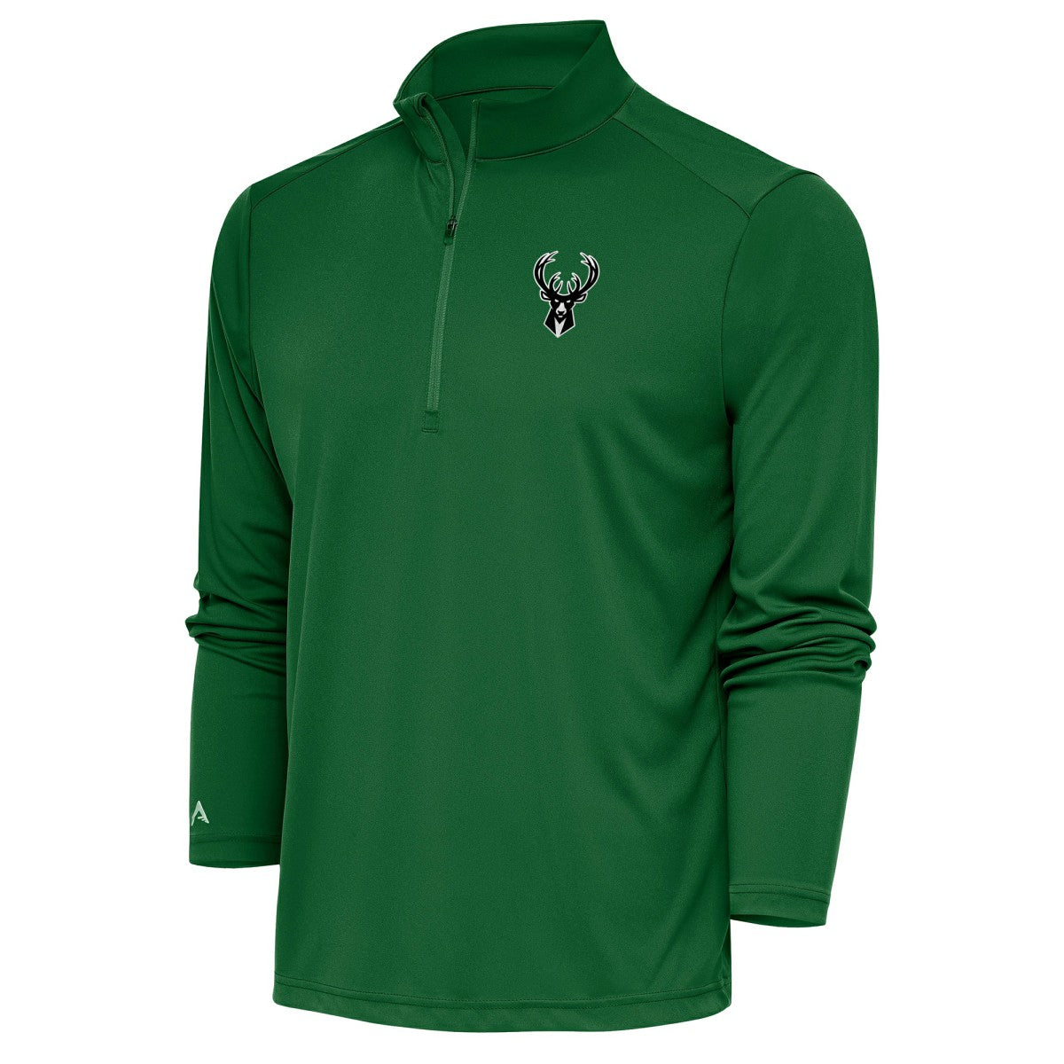 NBA Milwaukee Bucks Antigua Metallic Logo Tribute Quarter-Zip Top