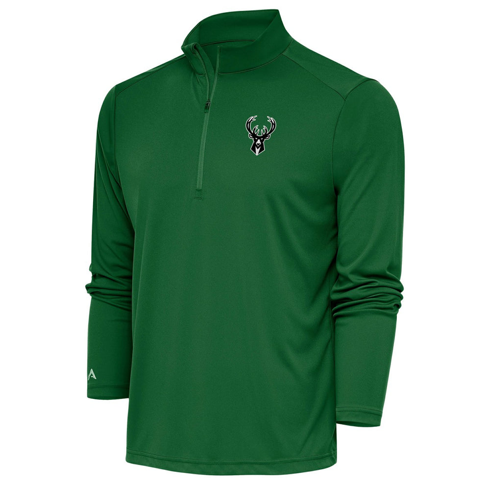 NBA Milwaukee Bucks Antigua Metallic Logo Tribute Quarter-Zip Top