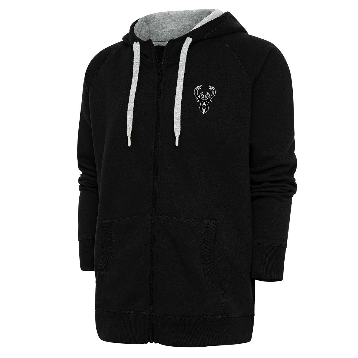NBA Milwaukee Bucks Antigua Metallic Logo Victory Raglan Full-Zip Hoodie