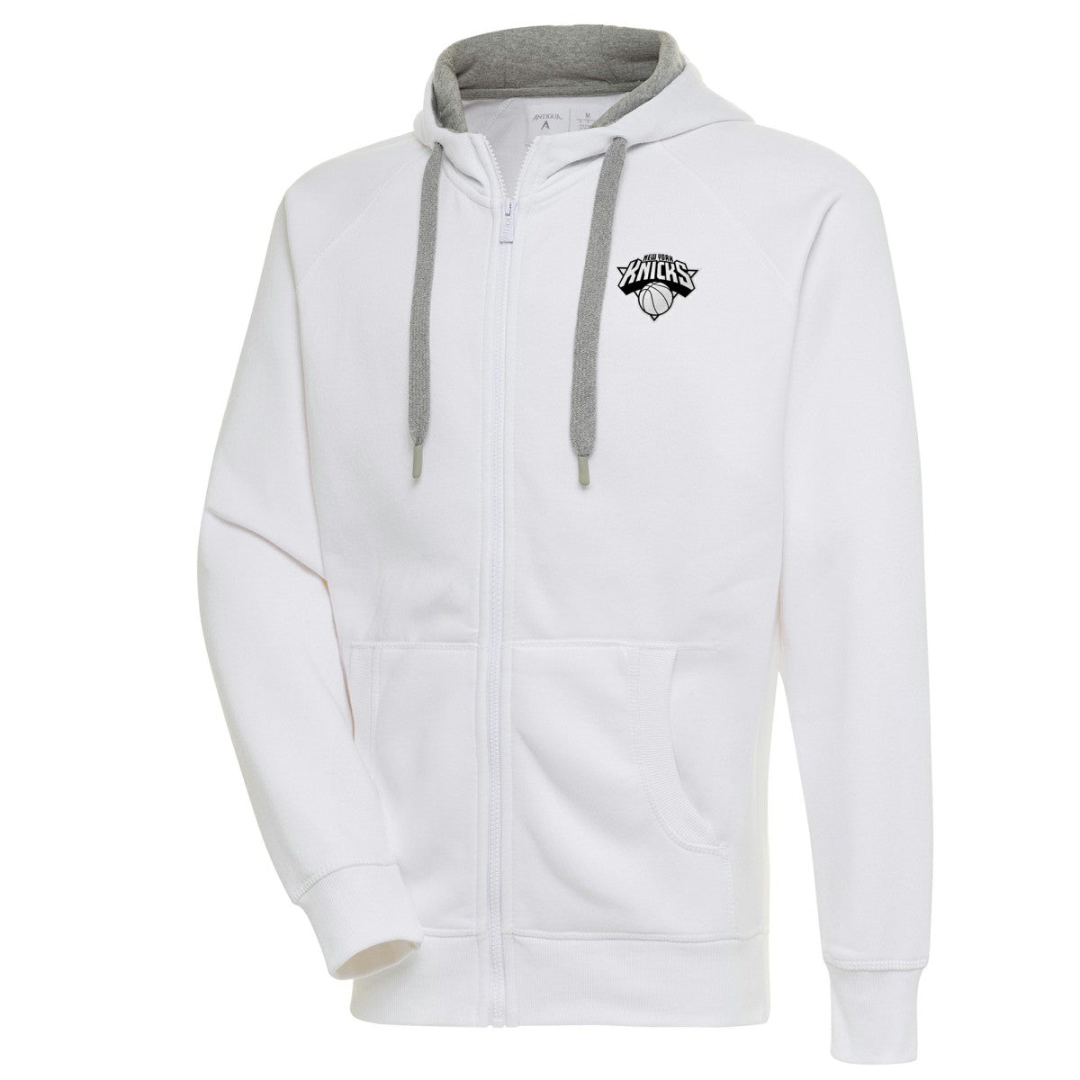 NBA New York Knicks Antigua Metallic Logo Victory Raglan Full-Zip Hoodie
