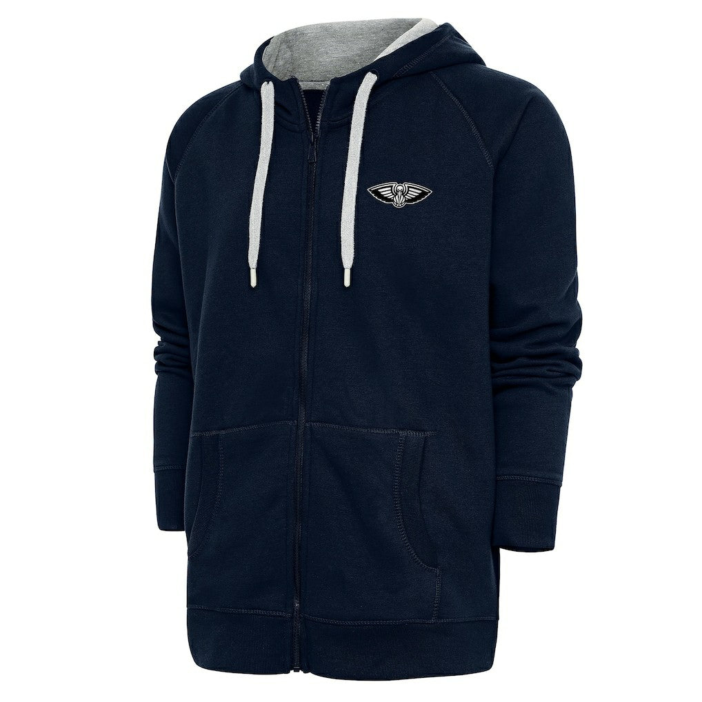 NBA New Orleans Pelicans Antigua Metallic Logo Victory Raglan Full-Zip Hoodie