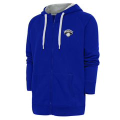 NBA New York Knicks Antigua Metallic Logo Victory Raglan Full-Zip Hoodie