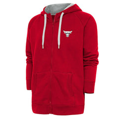 NBA Chicago Bulls Antigua Metallic Logo Victory Raglan Full-Zip Hoodie