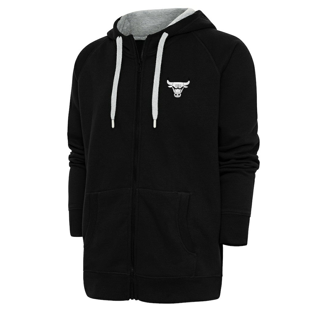 NBA Chicago Bulls Antigua Metallic Logo Victory Raglan Full-Zip Hoodie