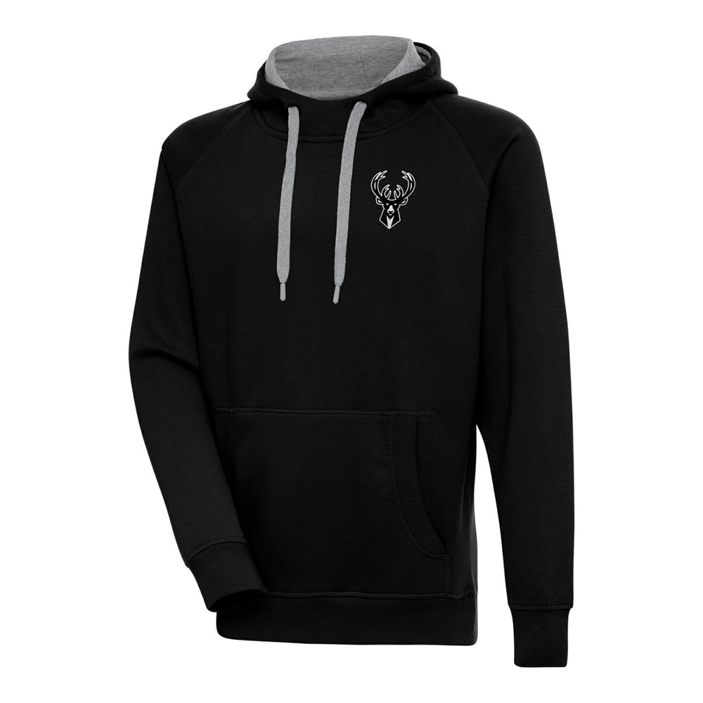 NBA Milwaukee Bucks Antigua Metallic Logo Victory Raglan Pullover Hoodie