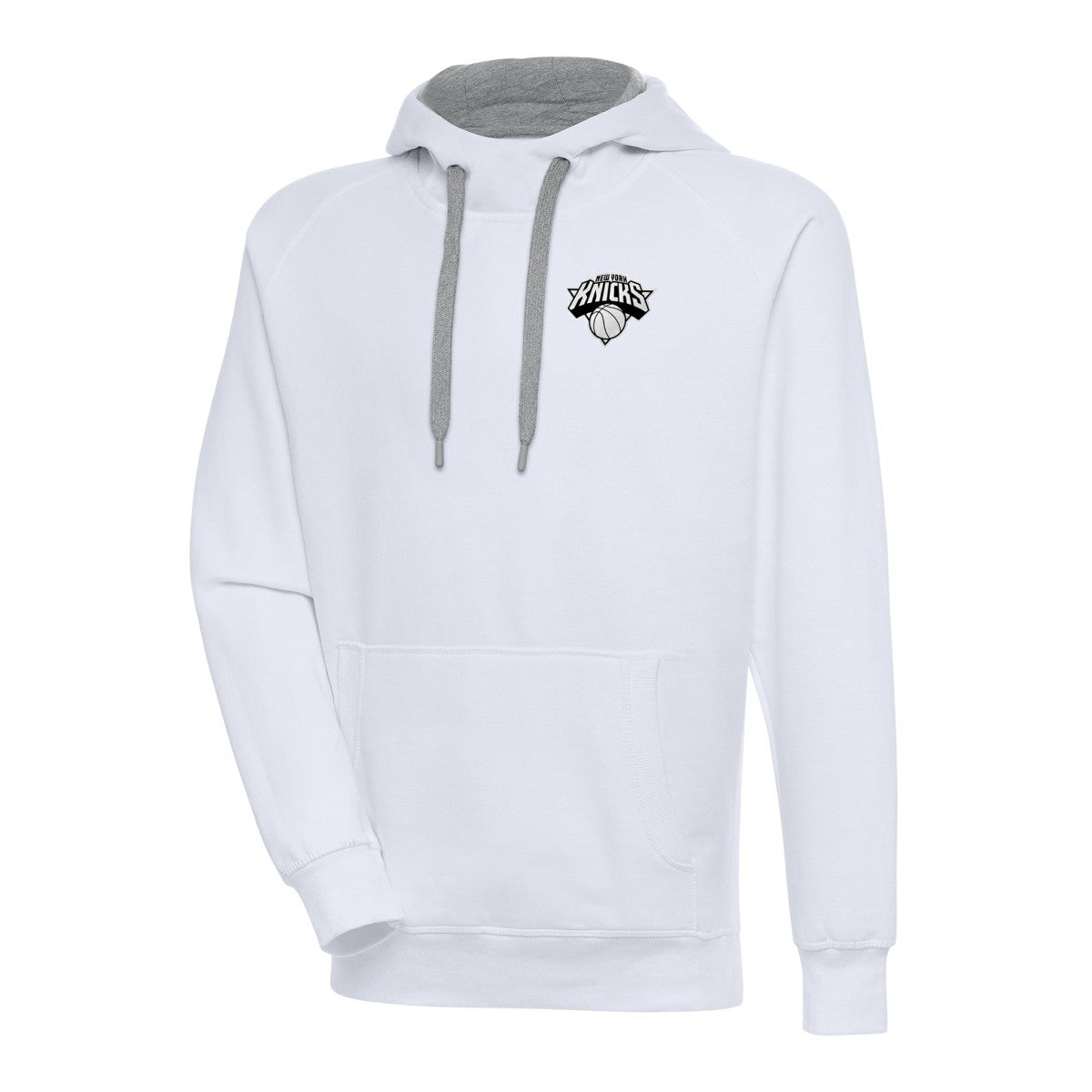 NBA New York Knicks Antigua Metallic Logo Victory Raglan Pullover Hoodie
