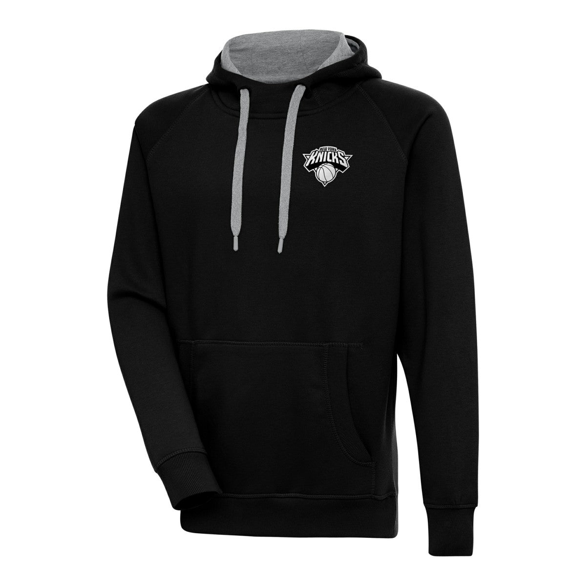 NBA New York Knicks Antigua Metallic Logo Victory Raglan Pullover Hoodie