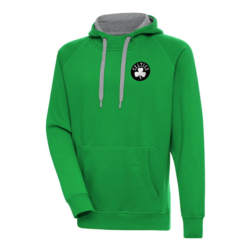 NBA Boston Celtics Antigua Metallic Logo Victory Raglan Pullover Hoodie