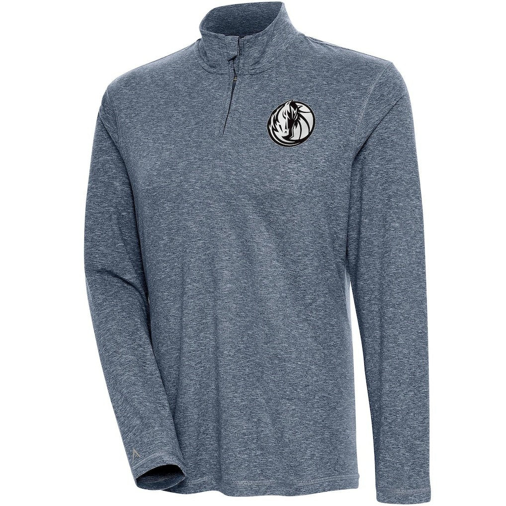 NBA Dallas Mavericks Antigua Women's Brushed Metallic Comfort Quarter-Zip Pullover Top - Heather Navy on sale