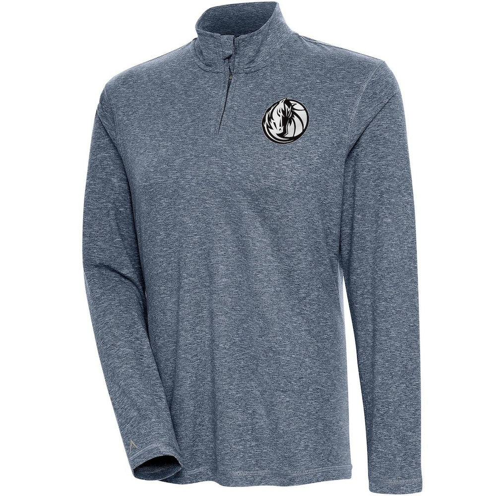 NBA Dallas Mavericks Antigua Women's Brushed Metallic Comfort Quarter-Zip Pullover Top - Heather Navy on sale