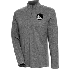 NBA Golden State Warriors Antigua Women's Brushed Metallic Comfort Quarter-Zip Pullover Top - Heather Black for sale