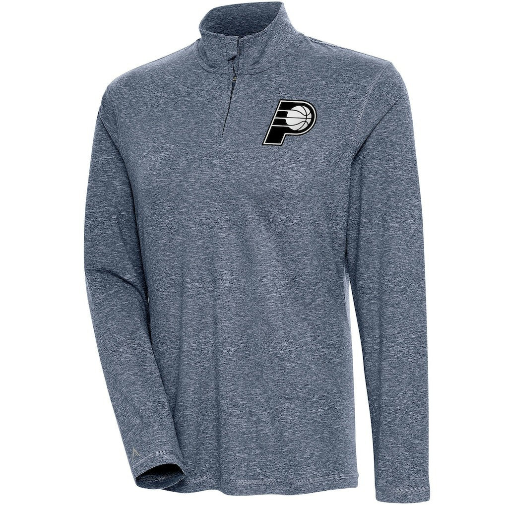 NBA Indiana Pacers Antigua Women's Brushed Metallic Comfort Quarter-Zip Pullover Top - Heather Navy sale