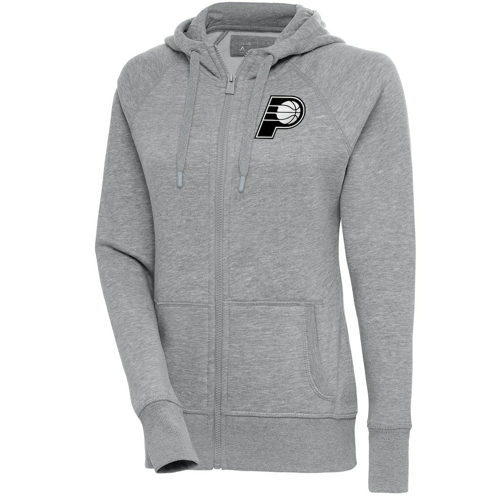 NBA Indiana Pacers Antigua Women's Brushed Metallic Victory Full-Zip Hoodie - Heather Gray for sale