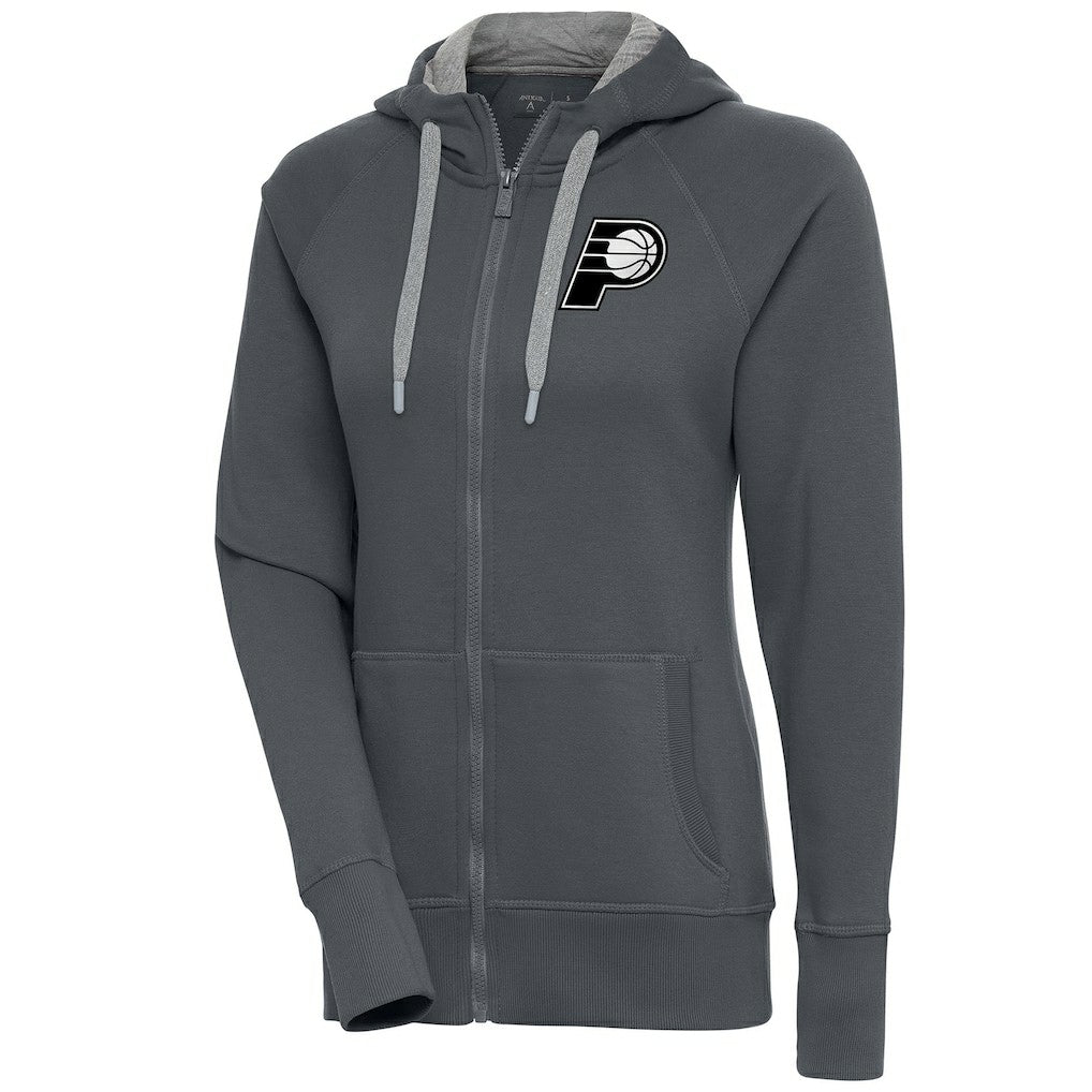 NBA Indiana Pacers Antigua Women's Brushed Metallic Victory Full-Zip Hoodie - Charcoal shop