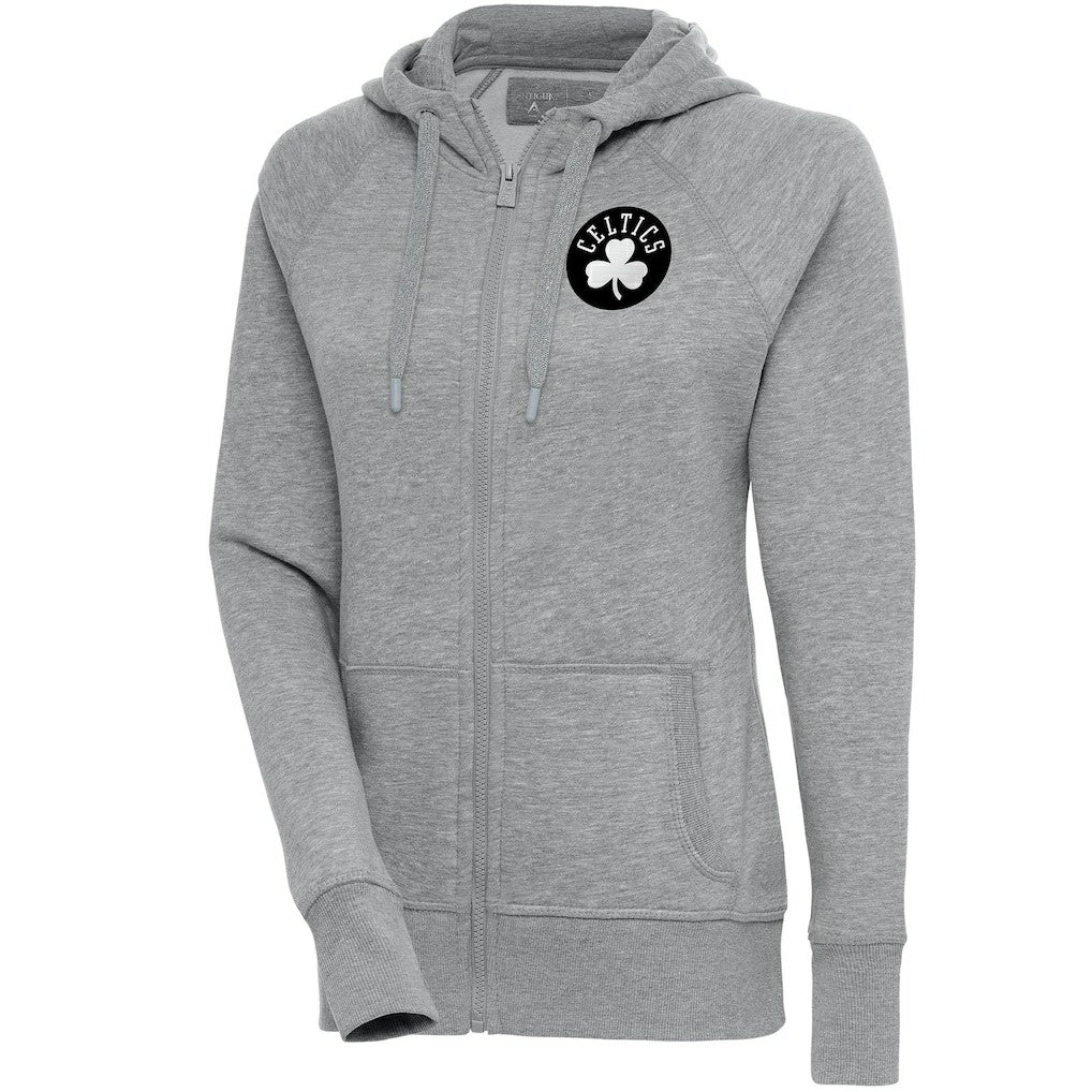 NBA Boston Celtics Antigua Women's Brushed Metallic Victory Full-Zip Hoodie - Heather Gray outlet