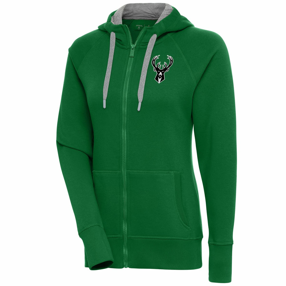 NBA Milwaukee Bucks Antigua Women's Brushed Metallic Victory Full-Zip Hoodie - Hunter Green outlet