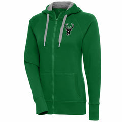 NBA Milwaukee Bucks Antigua Women's Brushed Metallic Victory Full-Zip Hoodie - Hunter Green outlet