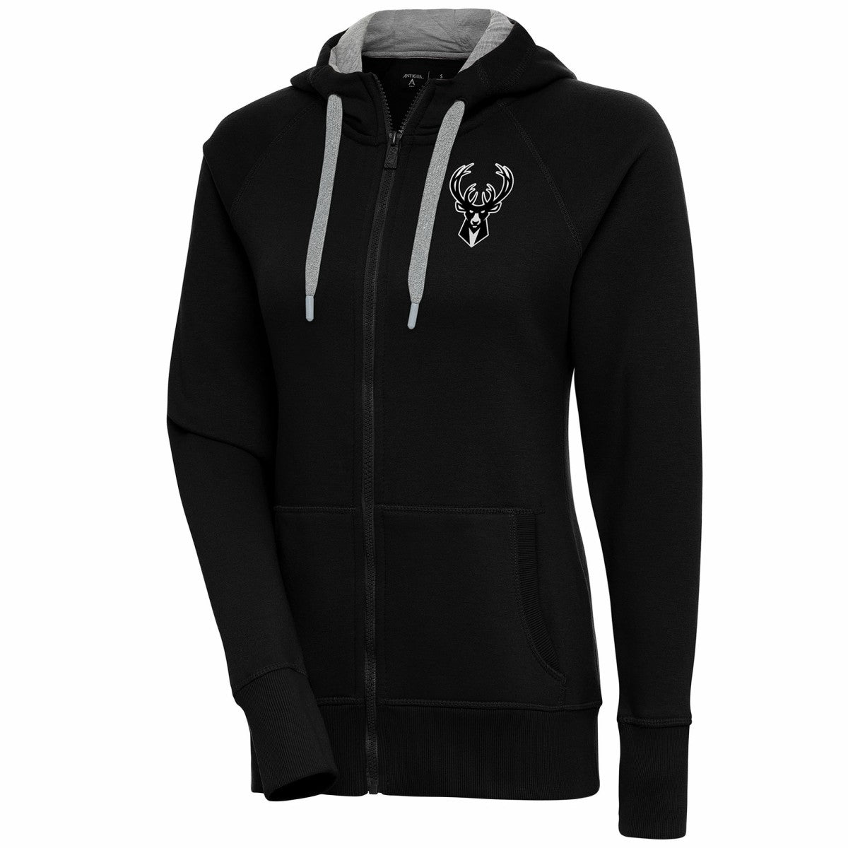 NBA Milwaukee Bucks Antigua Women's Brushed Metallic Victory Full-Zip Hoodie - Black shop