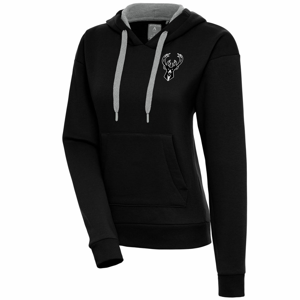 NBA Milwaukee Bucks Antigua Women's Brushed Metallic Victory Pullover Hoodie - Black outlet