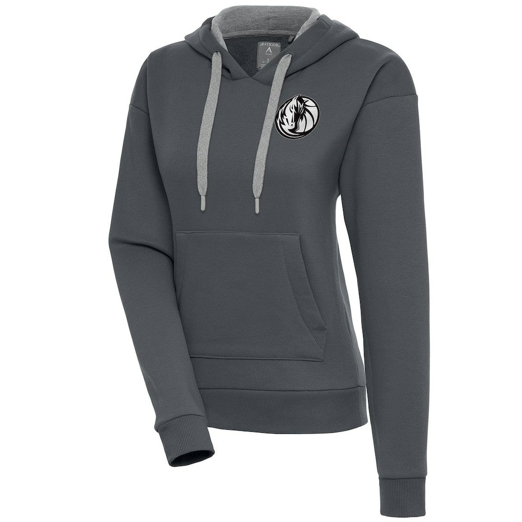 NBA Dallas Mavericks Antigua Women's Brushed Metallic Victory Pullover Hoodie - Charcoal online