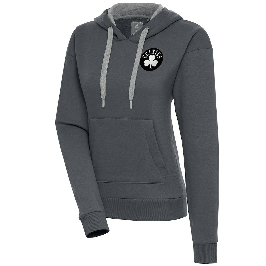 NBA Boston Celtics Antigua Women's Brushed Metallic Victory Pullover Hoodie - Charcoal outlet