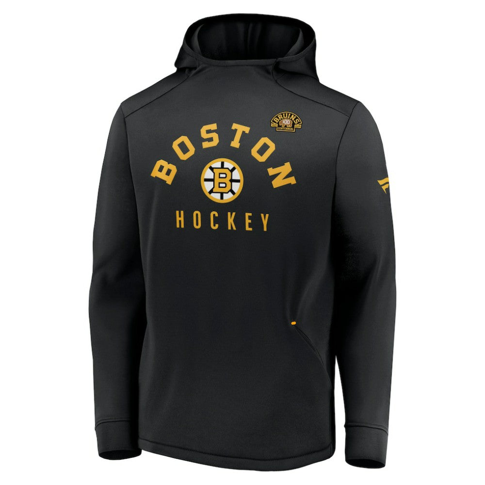 NHL Black Boston Bruins Fanatics Centennial Lockup Authentic Pro Pullover Hoodie