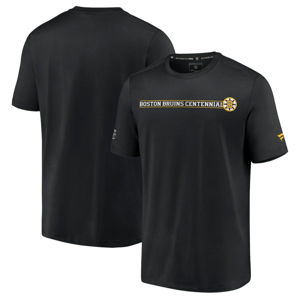 NHL Black Boston Bruins Fanatics Authentic Pro Centennial Banner T-Shirt