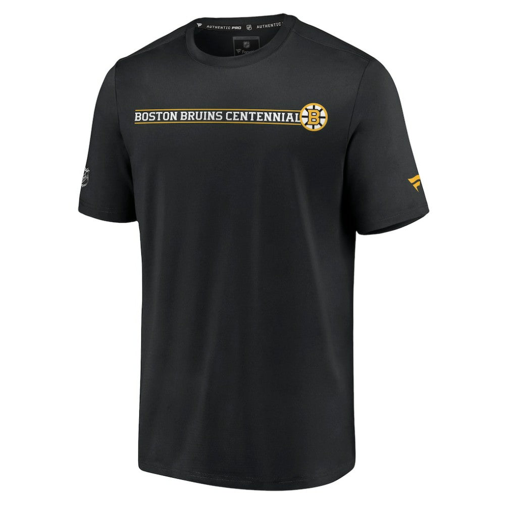 NHL Black Boston Bruins Fanatics Authentic Pro Centennial Banner T-Shirt